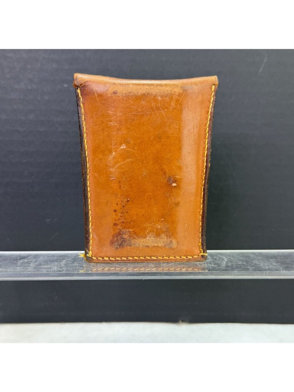 Vintage Travel Pocket 8oz Glass Cup with Leather Case - Picture 3 of 12